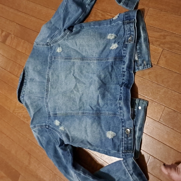 Working Title Distressed Denim Jacket – Medium Wash, Size M - Picture 3 of 3